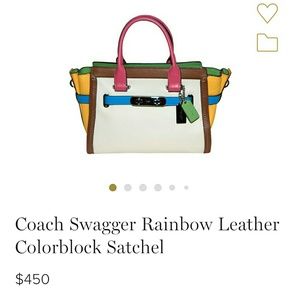 Coach Swagger Rainbow Leather Colorblock Satchel